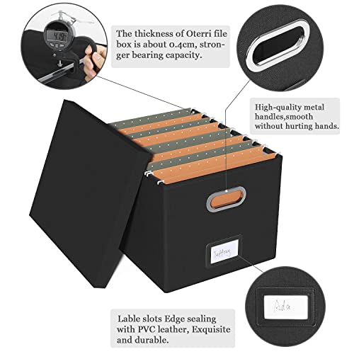 2 Pack File Storage Organizer Box,Filing Box,Portable File Box With Lid,Fit For Letter/Legal File Folder Storage,Black-Box Only #TOP3