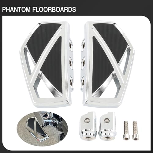 Image of Motorcycle Floorboards Phantom Front Foot Pegs Footrest for Harley Softail 2018-2024 Fat Boy Street Bob Low Rider Sport Glide Slim Fatbob Breakout 114 (Chrome)