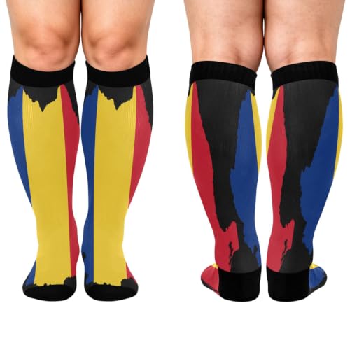 GuoChe Plus Size sports compression stockings Romania National Pride Flag