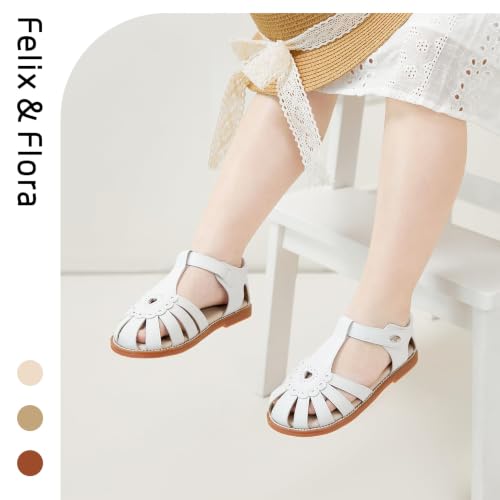 Image of Felix & Flora Toddler Girls Sandals Flower Girl Shoes Soft Rubber Princess Flat Shoes