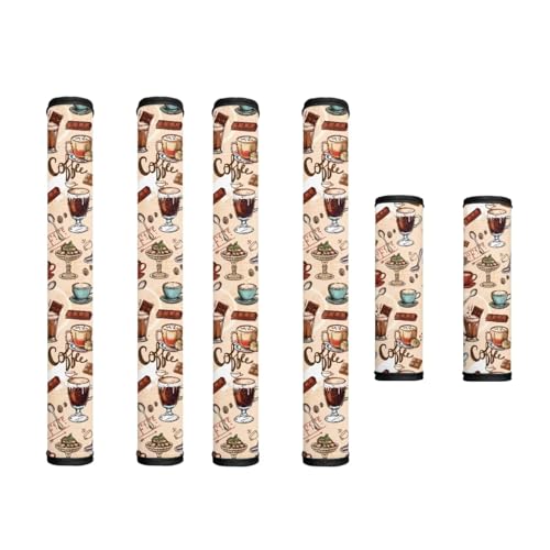 Image of Refrigerator Door Handle Covers Pack of 6 Waterproof Kitchen Electrical Appliance Decor Handles Gloves for Fridge, Microwave, Oven, Dish Washer, Latte Mocha Coffee Bean Chocolate Beige