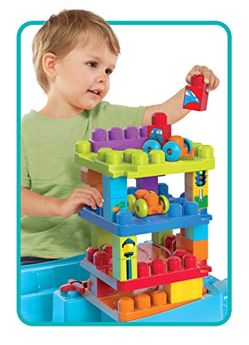 MEGA Bloks Tavolino Multiattività, di colore blu e rosso, per costruire e imparare i numeri e colori, 30 Pezzi, Giocattolo per Bambini 1+ Anni, FGV05 - Lego - Immagine 6