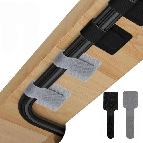 SOJITAS 60 PCS Cable Management Ties Self Adhesive Cable Organizer Cable Clips Adjustable for Desk Home Office Gaming Setup TV Mounts Wire Organizer (Black&Grey 60 PACK)