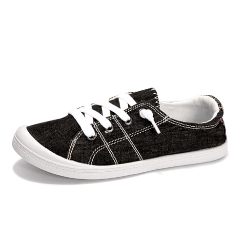 Image of Womens Slip On Shoes, Canvas Low Top Sneakers, Casual Classic Flat Shoes | Comfort Fashion Sneaker with Non Slip Rubber Outsole, Lightweight Tennis Shoes for Walking, Shopping, Picnic, Travel