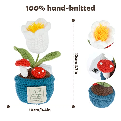 Handmade Crochet Flowers With Led Light, Decoration Crochet Bellflower Mini Knitted Fake Flower Simulation Immortal Flower Plants Table Shelf Decor For Gift Home Decoration (Bellflower Mushroom) #TOP2
