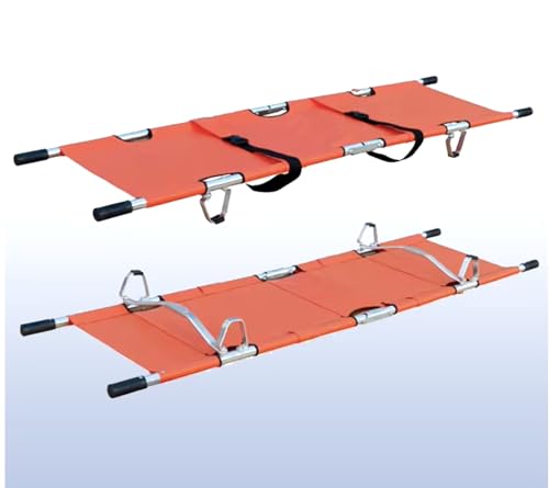Image of Foldable Stretcher Mported Stretcher For Patient Shifting Portable Stretcher For Emergency Hospital Use Waterproof Stretcher With Safety Belt Transport Stretcher With Bag (Aluminium), Orange