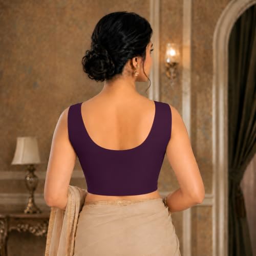 Image of Abhi Readymade Saree Blouse for Women- Sleeveless, Round Neck, Regular-fit, Stretchable, Pull-on Style Blouse