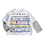 [FEIFEISISTER] Tシャツ 子供 キッズ 男の子 春 秋 100％綿 新幹線 車柄 ゆったり 大きいサイズ 長袖 薄手 通気性 伸縮性 柔らかい おしゃれ かわいい ボーイズ 100 110 120 130 140 150