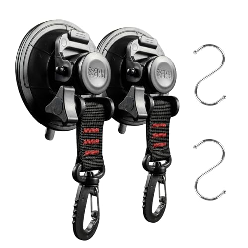 roseddy 吸盤 フック 強力 カーサイドタープ 吸盤 キャンプ タープ 吸盤 直径9cm 耐荷重 30kg 吸盤フック 超強力 タープ用 吸盤フック 車 タープ 連結 カー サイドオーニング 車 連結用 きゅうばん ふっく カーサイド テント 取付 強力吸盤フック タープ きゅうばん 大型 吸盤 強力フック 壁掛けフック ブラック 2個入り JP-XP2-NEW