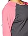 Soffe Women's Heathered Baseball Tee, Grey/Neon Pink, Large
