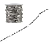 Yjcnelcr Cadena de eslabones de acero inoxidable dorado y plateado de 65.6 pies para mujer, joyería Keichain, cadena