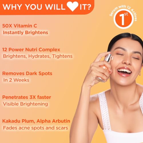 Light Up Gold Standard Vitamin C Serum for Glowing Skin | Skin Brightening Face Serum with Hyaluronic Acid & Alpha Arbutin for Acne, Dark Spots, Pigmentation | Vit C Serum for Oily, Dry Skin | Suitable for all Skin Types | For Women & Men
