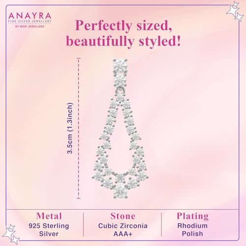 Image of 925 Sterling Silver Long Earrings for Women | Elegant Drop Dangler Earrings | Hypoallergenic Rhodium Plated Anti-Tarnish Lightweight Silver Jewellery | Daily Wear | Gift for Wife, Girlfriend, Mother, Sister | Birthday, Anniversary, Rakhi