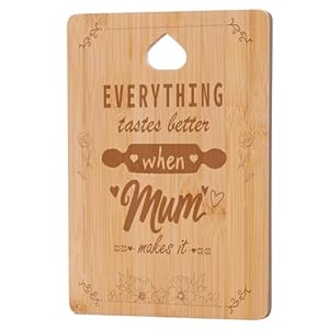 Handmade Engraved Bamboo Cutting Board – Best Gifts for Mum on Birthday, Mothers Day, Christmas from Daughter Son – Kitchen Gift with Love