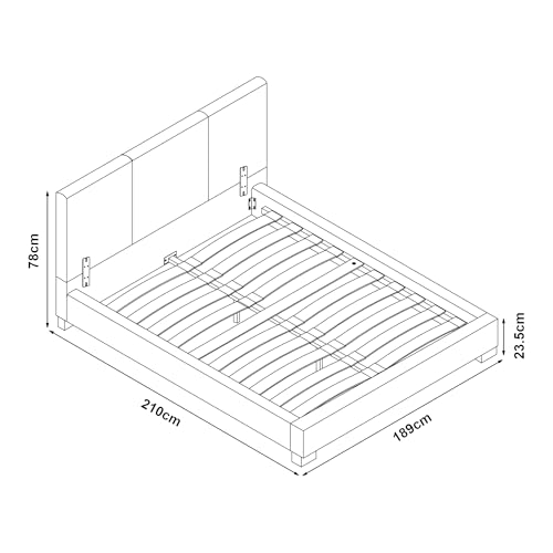 Corium Modernes Kunstlederbett dunkelgrau 180x200cm