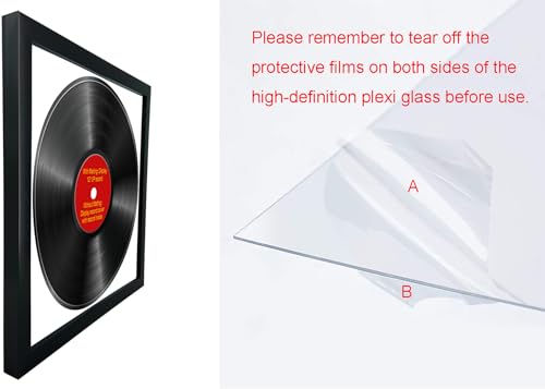 MKF, 2 Pack,12.5x12.5 Inch,LP Vinyl Record Album Frame Display 12" LP Vinyl Record Itself With Mat, Or Display Vinyl LP Album Covers Without Mat, Spring Clips (Black Frame White Mat, 2)