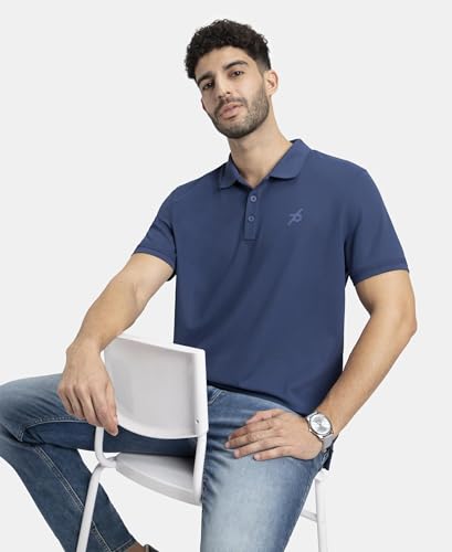 Image of Jockey AM38 Men's Microfiber Fabric Solid Half Sleeve Polo T-Shirt with StayDry & StayFresh Technology
