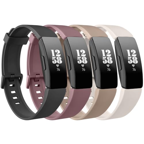 Oumida [4 Pack] Sport Straps for Fitbit Inspire HR Straps for Women Men Soft Classic TPU Adjustable Comfortable Replacement Strap Wriststraps for Fitbit Inspire 2/HR/Ace 3/Ace 2