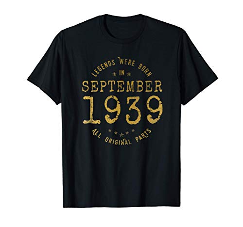 82 años Cumpleaños Las Leyendas nacen en Septiembre de 1939 Camiseta