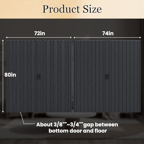 Image of SmartStandard 72x80in Double Accordion Doors, Double Walled, Classic Black