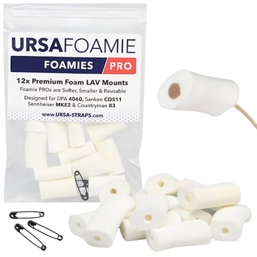 URSA Foamies: Soft Foam Mounts for Wireless Lav Mics. Can be stuck directly to the skin or costume. Fits SANKEN COS11, SENNHEISER MKE2, RODE LAV, DPA 4060/4070 (Pack of 12) (White)