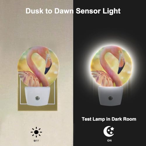 Image of Pink Flamingo Night Light Tropical Animal Bird Bent Beautiful Neck Plug-in Nightlight Energy Saving 0.5W LED Lighting for Boys Girls Men Women