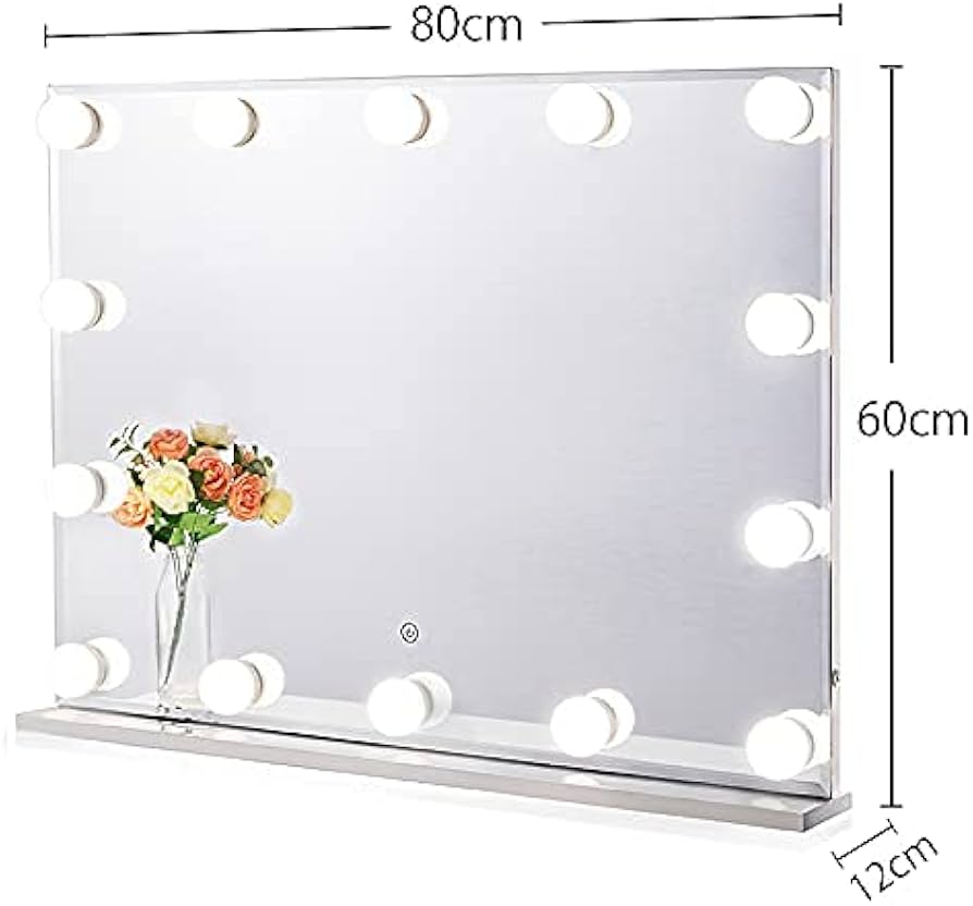 LED女優ミラー 大型 80×60 cm 女優ミラー 大型 全周LED 幅101.6cm 高さ61.7cm アルミスタンド 明るさ