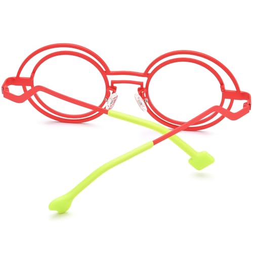 Image of FONEX Colorful Pure Titanium Glasses Frame Women Retro Round Eyeglasses