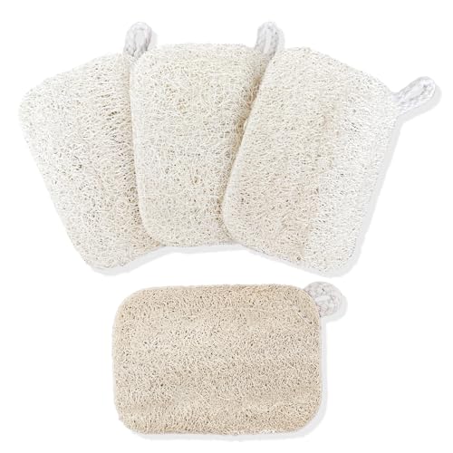 RYHHH Set De 4 Esponja De Limpieza,Estropajo Cocina, Esponjas De Estropajo Ecológicas Lufah,Esponja Natural Lavavajillas Natural,Resistentes Al Rayado,para Limpiar La Cocina, El Fregadero y El Tazón