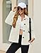 YUCOLEN Womens Fleece Jacket Button Down Sherpa Jacket Long Sleeve Teddy Coat Winter Warm Coat Fuzzy Outerwear with Pockets BeigeWhite S
