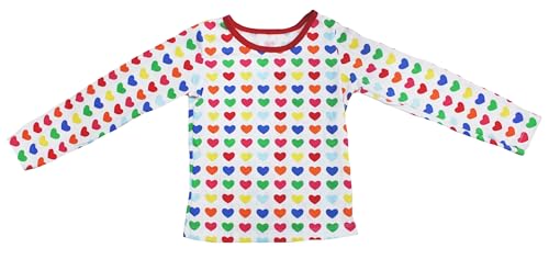 Chemise à manches longues avec cœurs arc-en-ciel cadeau d'anniversaire original 1-8 ans