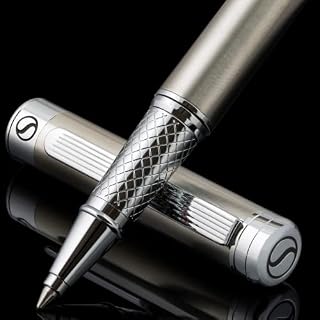 Scriveiner Stainless Steel Rollerball Pen - Stunning Luxury Pen with Stainless Steel Finish, Schmidt Ink Refill, Best Roller Ball Pen Gift Set for Men & Women