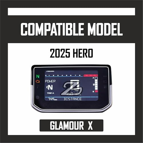 Image of ZEIR [2 PACK] Screen Protector Compatible with HERO GLAMOUR X 2026 Digital Meter Scratch Guard For GlamourX | Water Resistant | 9H Bike Instrument Cluster Scratch Cover Accessory 2025+ [Not Tempered Glass] (Glamour X - Pack2)