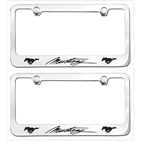Vestian Mu ar License Plate Frame Cover Holder with Caps Screws Rust Free Stainless Steel (2X Chrome) Cover
