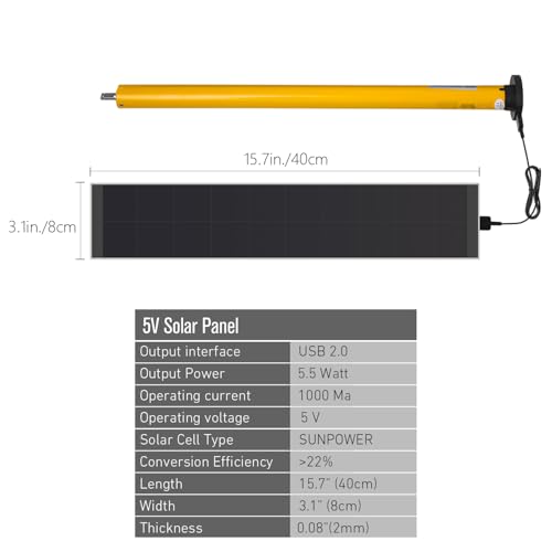5V 5W USB Solar Panel for Automatic Blinds Motor, High Efficiency Solar Charger for Roller Shades & Curtain Motors, Easy Adhesive Installation for Home Windows by Generic - Used condition - Image 2