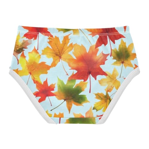 Autumn Maple Leaves Red Panties Little Girl Girls Underwear Toddlers Cotton Fun Print Briefs Undies Kids 2t2
