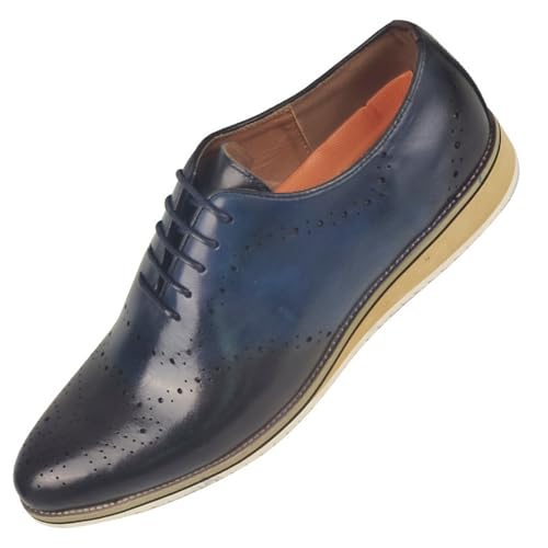 Santimon Mens Hand-Painted Leather Oxford Dress Shoes – Luxury Wingtip Brogue Shoes for Business, Weddings & Formal Events – Classic Italian Design, Comfortable & Stylish Footwear2