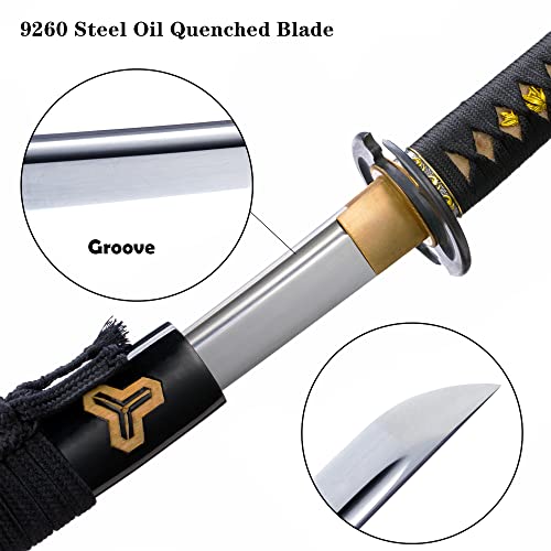 Okss Katana Sword Real Rayskin Damascus 1060 9260 Steel Blade Hardwood Saya Handmade Japanese Samurai Sword #TOP4