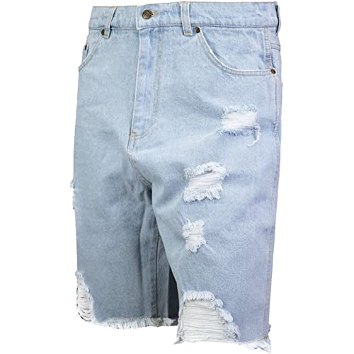 Karl Kani Distressed Heavy Denim Shorts Jeans Shorts (Bleach Blue, 32)