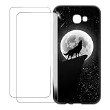 UOGNADGD Compatible with Samsung Galaxy On5 2016 Case Colorful Custom Cover with 2 Pack Tempered Glass Screen Protectors - Shockproof Scratch-Resistant (Wolf 4)