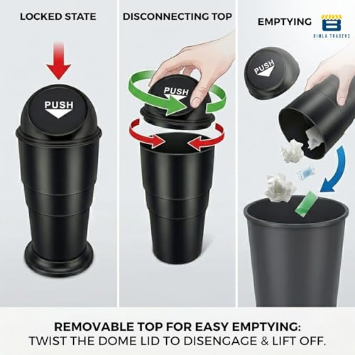 Image of Btag Portable Mini Trash Bin for Car, Office, Home & Travel | Compact Garbage Organizer for Vehicle, Desk, Table & Kitchen | Car Accessories | Pack of 2| Black