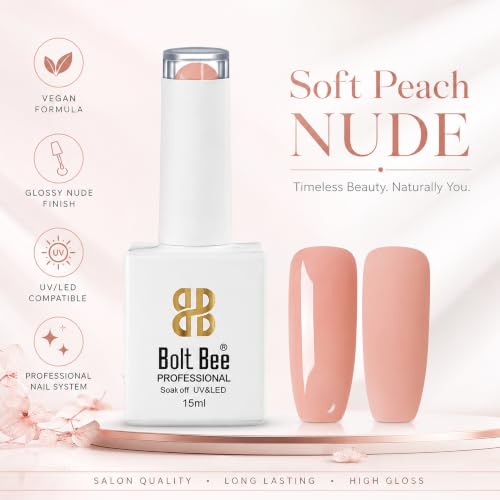 Image of BOLT BEE 15ML Gel Nail Polish 1Pc Clear Pink Glitter Nail Polish Soak Off UV LED Nail Gel Polish Nail Art Starter Manicure Salon DIY at Home, 0.5 OZ (1) (116)