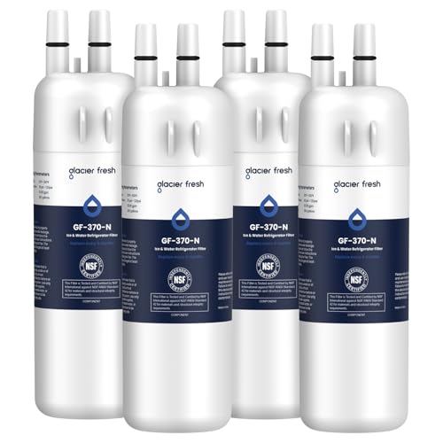Image of GLACIER FRESH Refrigerator Water Filter Compatible with W10295370A, EDR1RXD1, WHR1RXD1, KAD1RXD1, Filter 1, W10295370, P4RFWB, P8RFWB2L, 46-9930, 46-9081 Refrigerator Water Filter 4 Pack