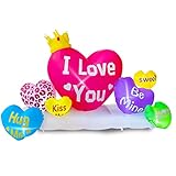 BLOWOUT FUN 6 FT Valentine Inflatable Crown Hearts Funny Romantic LED Lighted Decoration for Birthda