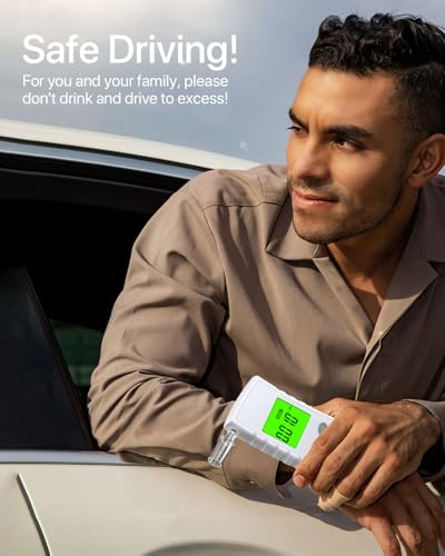 BACZGIF 2024 Upgraded Alkoholtester-Mundstücke, Professioneller Promillemessgerätmit LCD-Digitalanzeige kompatibel mit Atemalkohol-Testern mit 10 Mundstücken und Tragetasche (Milky White)