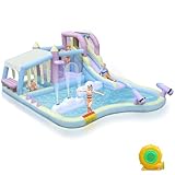 Ktaxon Inflatable Bounce House with 750W Air Blower, Outdoor Water Slide Park W/Cloud Spray Water, Jumping Area & Playhouse for Backyard, Ages 3-8 Years Kids (17Ft x 14Ft x 8Ft)