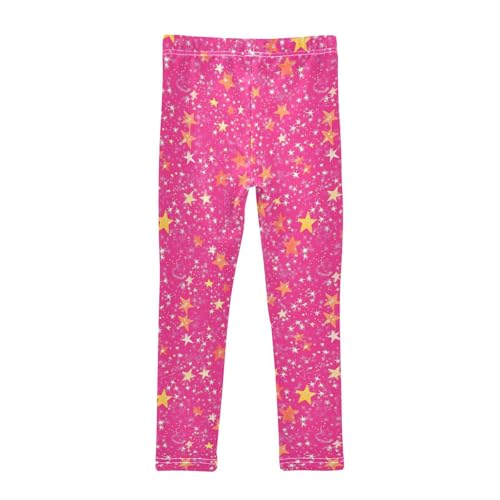 Stars on Pink Girls Leggings,Workout Leggings for Girls Toddler Athletic Leggings Size for 3-10T2