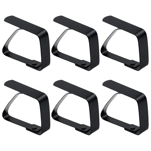 Yphzmtz 6 mollette per tovaglia grande in acciaio inox, 8 x 7 cm, mollette per tovaglia, mollette per famiglia, attività all'aperto, picnic, feste, matrimoni, adatte per molti tipi di tavolo (nero)