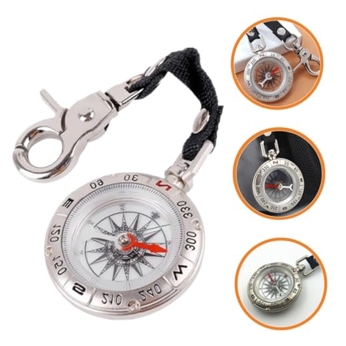 Brújula de bolsillo ligera retro con cuerda para camping miniatura 7