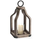 Barnyard Designs Wood Lantern Decor, Rustic Decor Candle Lantern, Outdoor Lanterns Farmhouse Candle Holder, Decorative Lanterns for Wedding, Farmhouse Table Decor, Large 7.5' x 15.75', Brown